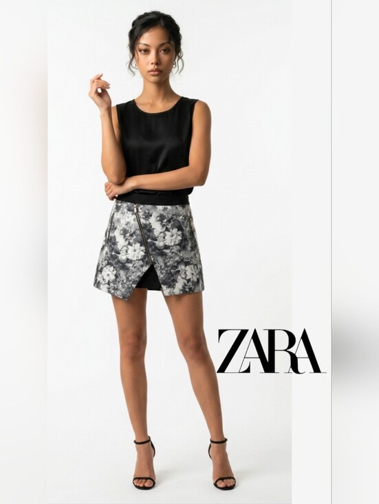 Zara Pants - ZARA Black Monochrome Floral Wrap Skirt Skort Shorts. Floral M
